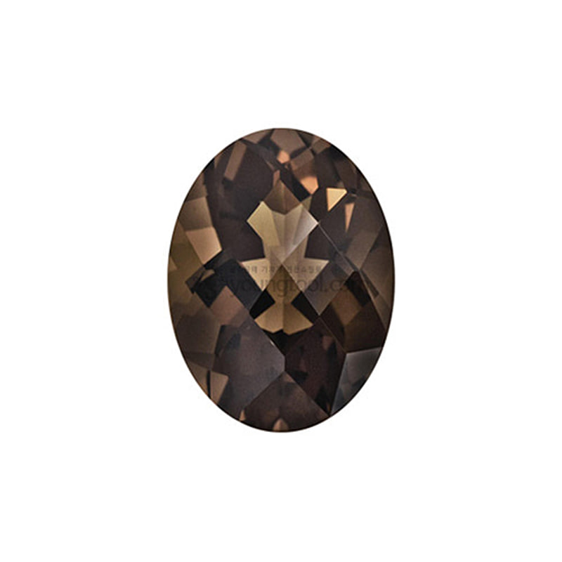 Ex-S 스모키 수정 (Faceted Smoky Quartz/Oval Checkerboard Double Side)