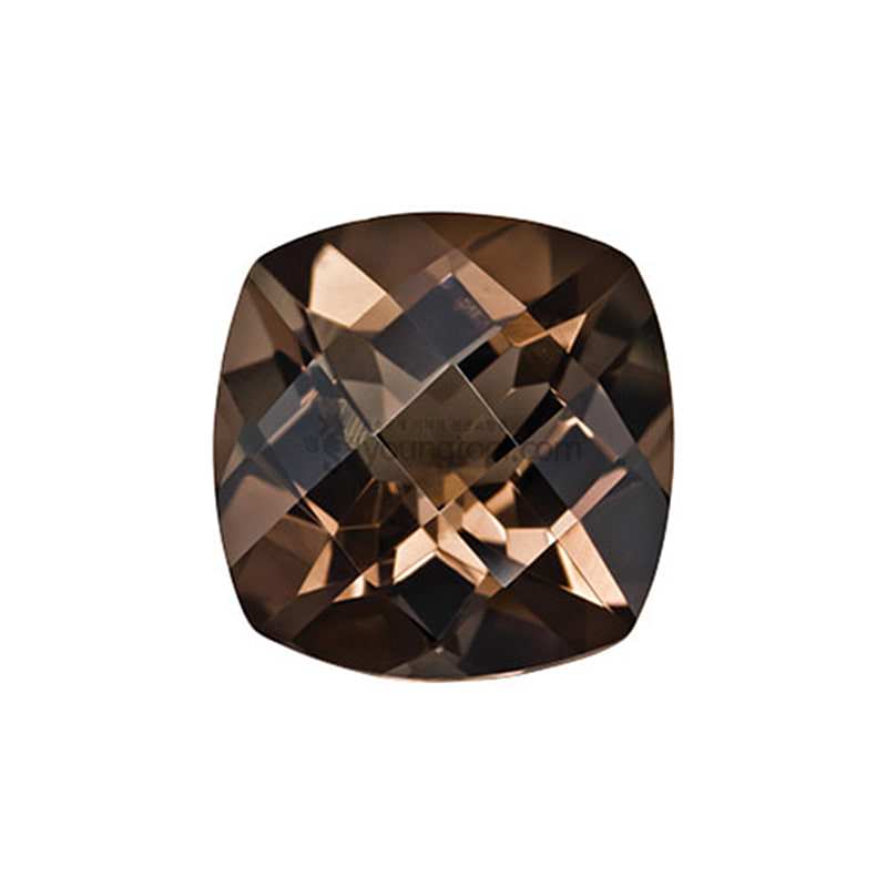 Ex-S 스모키 수정 (Faceted Smoky Quartz/Cushion Checkerboard Double Side)
