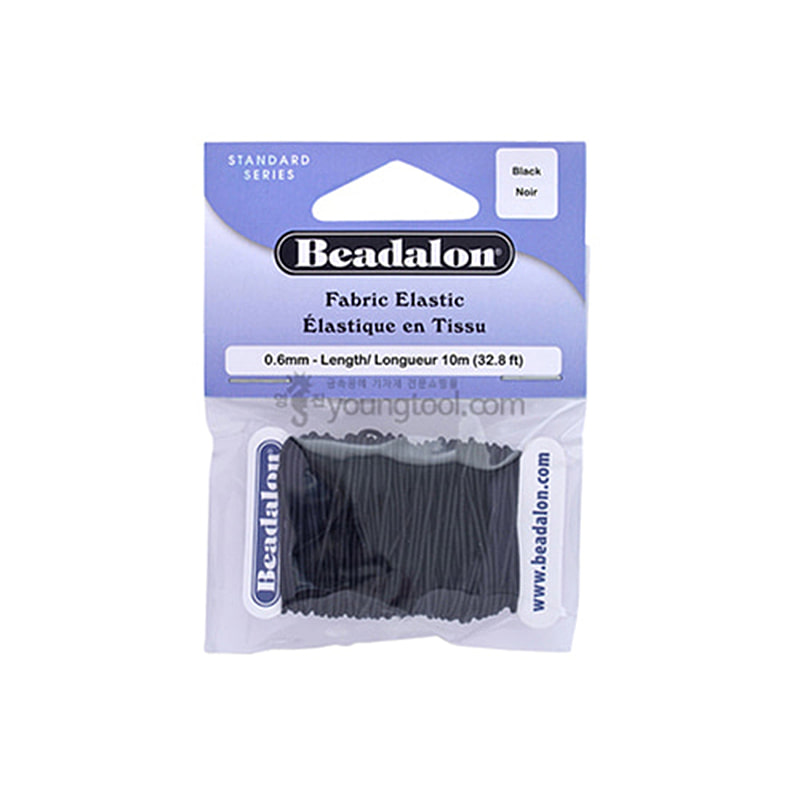 Beadalon Fabric Elastic 직물 코드 (10M/Black)