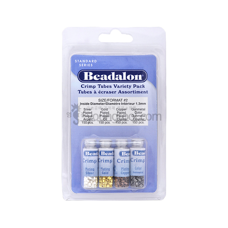Beadalon 황동 튜브 클림프 비즈 #2 장식 (2.0 x 1.8 mm/4색 도금 세트)