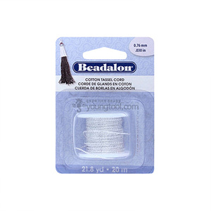 Beadalon Cotton Tassel Cord 태슬용 면실 (Metallic Silver on White)